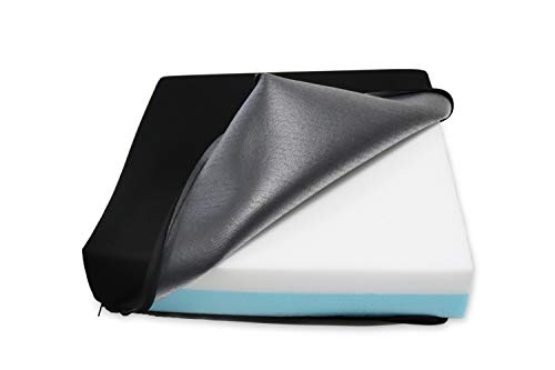 KMINA - Cojín Antiescaras con Tejido 3D (42x42x8 cm), Cojín Antiescaras para Silla de Ruedas, Cojín Antiescaras Espuma Viscoelásatica 4cm + Poliuretano 4cm, Funda Transpirable, Negro