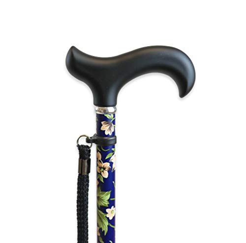 KMINA PRO - Bastón extensible para mayores, Bastones para ancianos, Bastones personas mayores, Baston hombre y mujer, Flores Azules Extensible