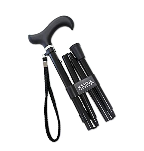 KMINA PRO - Bastones Plegables para Mayores, Bastones para Mayores, Bastones Plegables, Bastones para Caminar Ancianos, Bastón Regulable Aluminio, Bastones para Caminar Mayores, (Color Negro).