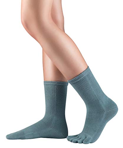 Knitido Dr. Foot® Hallux Valgus | Calcetines con dedos para juanetes, media pierna, Talla:35-38, Colores:azul-gris (854)