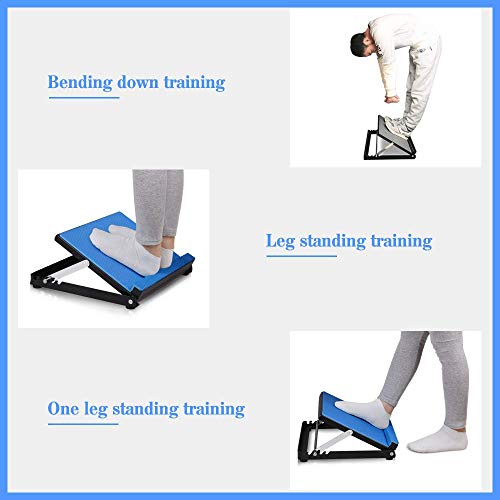 KOSIEJINN Slant Board Hogar Plegable 5 Posiciones Tablero Inclinado Pedal Estiramiento Fitness Ajustable con Almohadilla Antideslizante Plantar para Fascia Costilla Talón Entrenamiento Aquiles (Azul)
