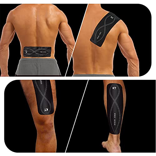 KT TAPE PRO WIDE, cinta para deportistas 100% sintética (Negro)