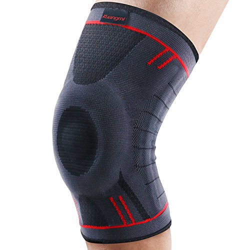 Kuangmi Rodillera Soporte Rodillera Patella Estabilizador Compresión Manga para correr - Baloncesto - Voleibol - Deportes - Ideal para mujeres - Hombres - Niños, 1 pieza, Upgrated Blue L