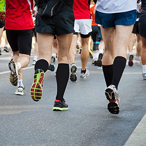 Kuzimua 6 Pares Calcetines/ Medias de Compresión para Hombres y Mujeres, Running, Deporte, Correr, Senderismo, Volar, Viajar, Varicosas, Embarazo y Médicos (3x Negro + 3x Blanco, m)