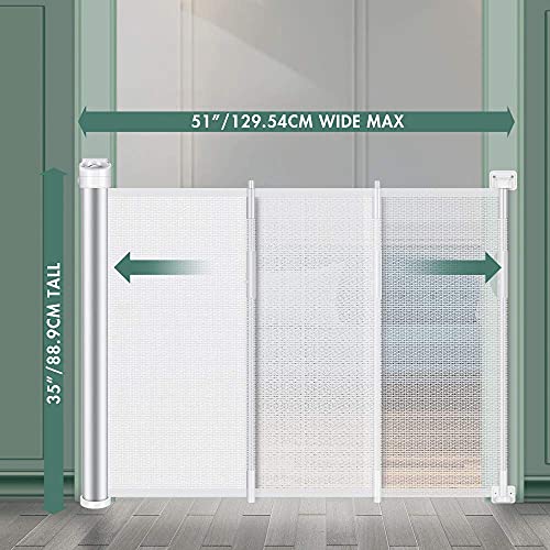 KYG Barrera Seguridad Niños Escalera, de Aluminio, Alta 89cm y Ancho hasta 140cm Puerta Seguridad Bebé Extensibles, Barrera Escalera Bebé para Uso en Interiores y Exteriores, Blanco