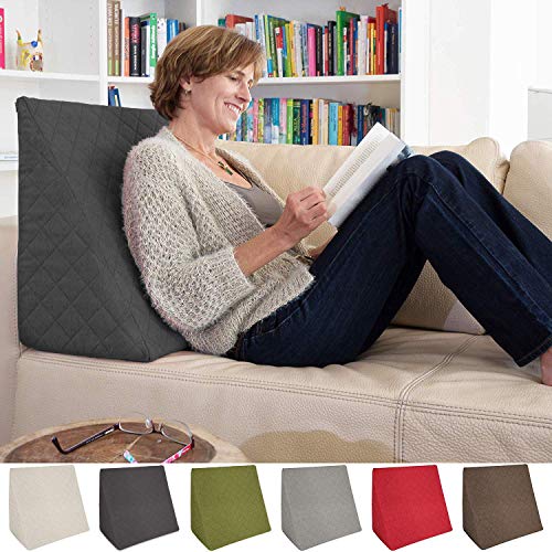 La Almohada Tipo Cuña Fantástica - para Su Sala De Estar o Su Recamara, Almohada para Leer con Un Sentado Relajado Diseño De Moda (Antracita)