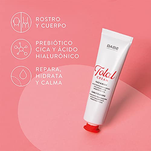 Laboratorios Babé - Total Cream | Rostro, Cuerpo Y Manos | Crema Multifunción De Uso Diario | Con Prebiótico, Cica Y Ácido Hialurónico, Coral, 60 Mililitro