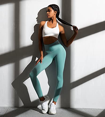 LAPASA Leggins Mujer Cintura Alta, Pantalón Deportivo Elástico, Mallas de Deporte Yoga, Leggings Largo Push Up L01A1 XS Verde