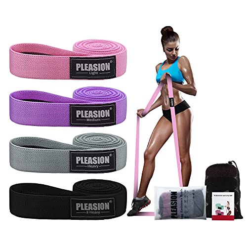 Larga Tela Bandas Elasticas Musculacion, 4pcs Pull Up Bandas de Resistencia Kit para Hombres/Mujeres, Cintas Gomas Elasticas Musculacion para Ejercicio, Pilate, Yoga, Gimnasio, Casa, Fitness, Crossfit