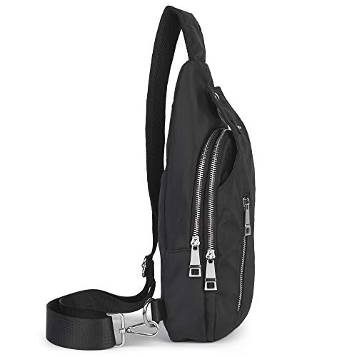 LEGENDGLOO SL Bolso hombre pecho mochila negra cruzada bolsa bandolera pequeña espaciosa senderismo ciclismo impermeable resistente 100% Nylon