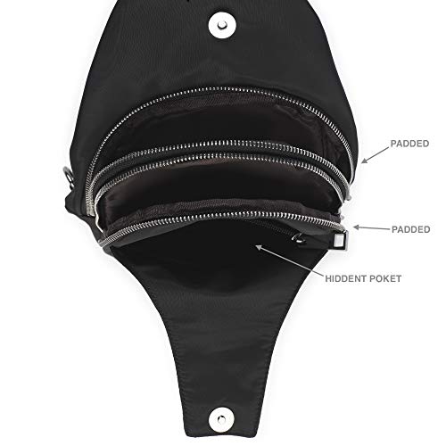 LEGENDGLOO SL Bolso hombre pecho mochila negra cruzada bolsa bandolera pequeña espaciosa senderismo ciclismo impermeable resistente 100% Nylon