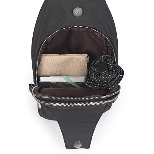 LEGENDGLOO SL Bolso hombre pecho mochila negra cruzada bolsa bandolera pequeña espaciosa senderismo ciclismo impermeable resistente 100% Nylon