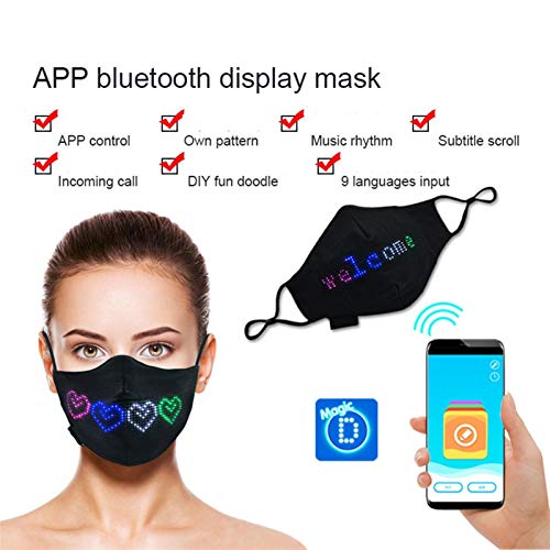 Leikegong creativo LED emisor de luz con pantalla Bluetooth editable máscara de redacción, romance y protección personal