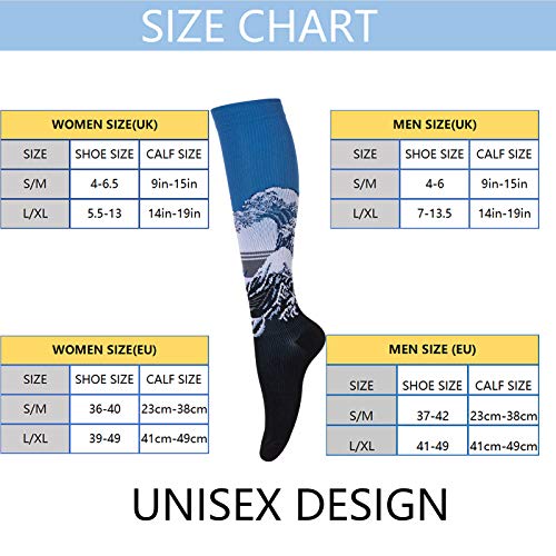LEOSTEP Calcetines de compresión para hombres y mujeres (3 pares) antideslizantes de tubo largo, ideal para correr, enfermera, viajes, vuelo, embarazo 15-25 mmHg