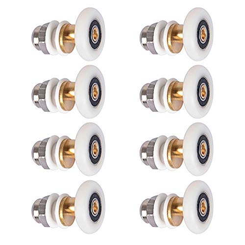 LESOLEIL Ruedas para Puerta de Ducha - Ruedas Mampara Ducha Rodamientos Puertas Correderas Rodillo Puerta 8 piezas 27mm