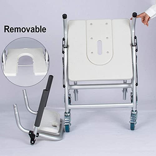 LHZHG Silla de baño con Inodoro Silla de Ducha móvil con Frenos Silla de Ducha con reposabrazos Silla de Ducha con Ruedas Silla de Transporte para Embarazadas, Ancianos y discapacitados - 120 kg
