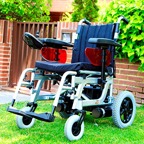 Libercar – Emblema – Silla de Ruedas Eléctrica Plegable – Robusta– Altas Prestaciones – Chasis de Aluminio (Ruedas Traseras Neumáticas 33cm)