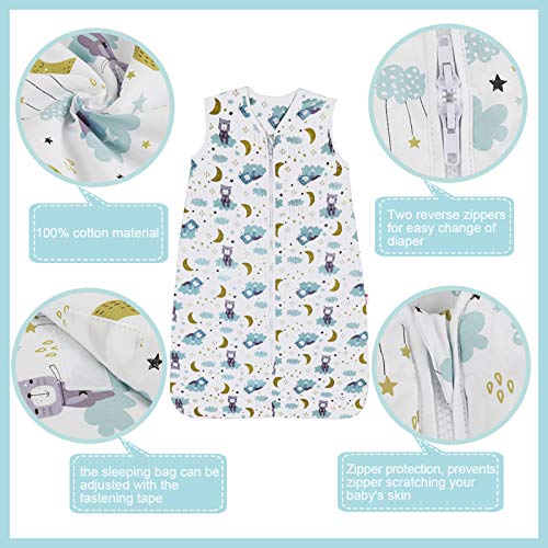 Licitn Saco de Dormir para Bebé - 2.5 TOG Saco de Dormir Unisex para Bebés，Longitud Ajustable para Bebé (Azul, 18-36Meses(90-110cm))