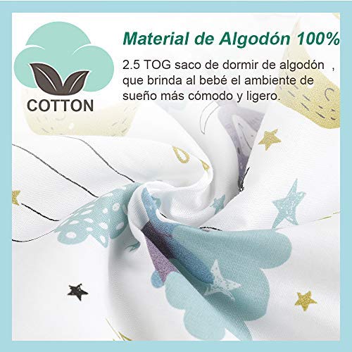Licitn Saco de Dormir para Bebé - 2.5 TOG Saco de Dormir Unisex para Bebés，Longitud Ajustable para Bebé (Azul, 18-36Meses(90-110cm))