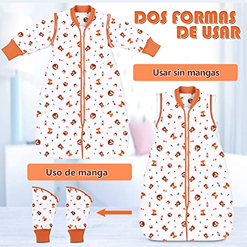 Lictin Saco de Dormir para Bebés- Saco de Dormir Bebe Niños con Mangas Extraíbles, Saco de Dormir Bebé Invierno de Material para 18-36 Meses de 83-99 cm