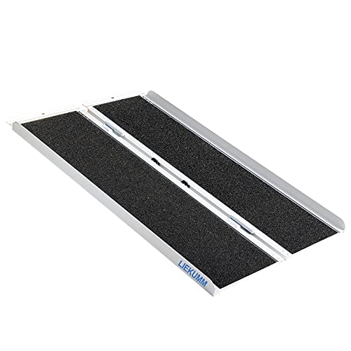 LIEKUMM 120 cm Rampa para Silla de Ruedas, rampa de umbral para escaleras domésticas, escaleras, Puertas, Scooters, rampa Plegable para Silla de Ruedas con Superficie Antideslizante (MR607WL-4)