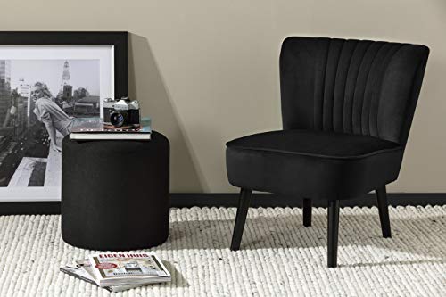 LIFA LIVING Butaca Terciopelo, Color Negro, butaca de Espera, sillón tapizado Vintage, Silla con Patas de Madera, Capacidad hasta 100 kg