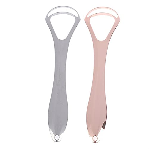 Limpiador de raspador de Lengua para Adultos de Grado quirúrgico de Acero Inoxidable Lengua de Metal Cepillo Kit Dental Eliminar el Mal Aliento (Color : Blue)