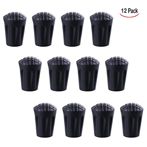 Linian Trekking Bastones de Senderismo de Goma, 12pcs Reemplazo De Bastón De Senderismo Punta De Paseo Flexible para Bastones De Trekking De Senderismo