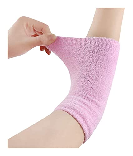 LIXBD 1 par de fundas de gel para codos, guantes hidratantes y secas, para spa, hidratantes, protección de codos, compresión, soporte para codo (color rosa, tamaño: 17 x 7,5 cm)