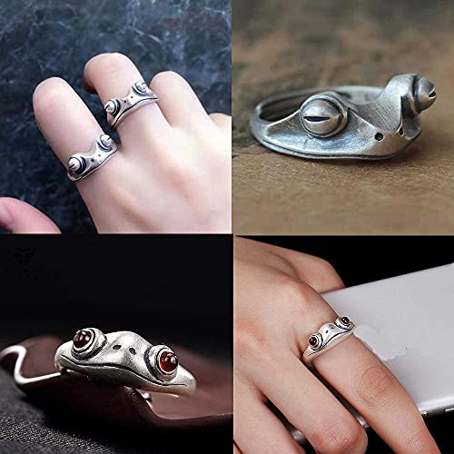LOLIAS 4 Anillos Abiertos Rana Anillos Puño Abierto de Rana Vintage Anillo Animal Lindo Ajustable Anillo de Dedo Rana Punk Anillo Apilable de Nudillos Apilable Joyería para Mujeres Hombres