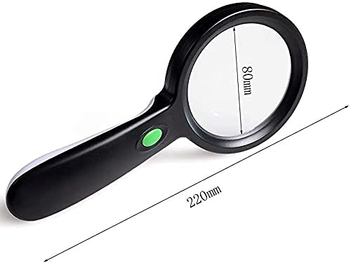 Lupa Lupa de Vidrio Acric 20x Lupa de Mano 12 Led HD Vidrio de Alta ampliación Identificación de Lentes ópticas Lupa portátil de 80 mm