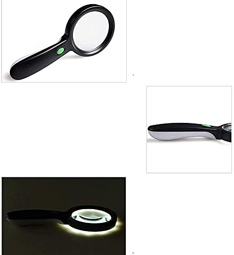 Lupa Lupa de Vidrio Acric 20x Lupa de Mano 12 Led HD Vidrio de Alta ampliación Identificación de Lentes ópticas Lupa portátil de 80 mm