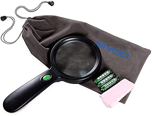 Lupa Lupa de Vidrio Acric 20x Lupa de Mano 12 Led HD Vidrio de Alta ampliación Identificación de Lentes ópticas Lupa portátil de 80 mm