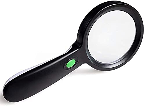 Lupa Lupa de Vidrio Acric 20x Lupa de Mano 12 Led HD Vidrio de Alta ampliación Identificación de Lentes ópticas Lupa portátil de 80 mm
