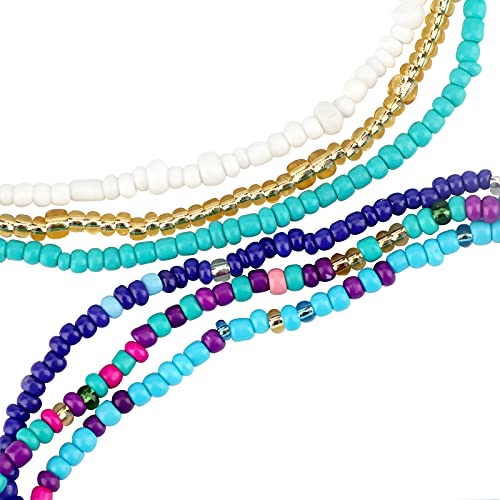 LUTER 6 Piezas Tobilleras Cuentas Pulsera Elástica Bohomenian Tobilleras Colores Cuentas Coloridas Hechas a Mano Joyería para Niñas Mujeres