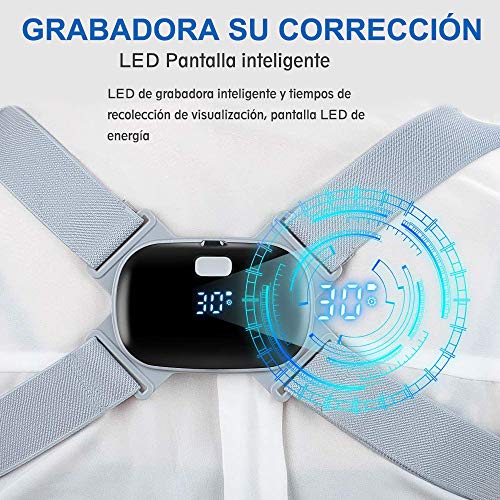 Lvozize Corrector Postura Espalda Inteligente, Enderezador de Espalda con Función de Vibración Recordatorio para Hombres Mujeres y Niños