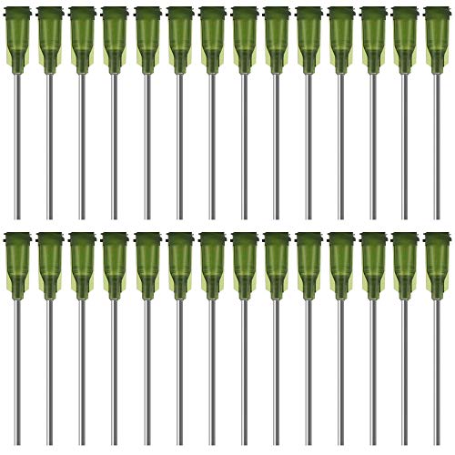 LYTIVAGEN 100 PCS Agujas de Punta Roma 3.8cm 14G Agujas Dispensadoras con Bloqueo Lure Aguja Roma para Rellenar E-Liquid, Tintas y Jeringas (Verde)