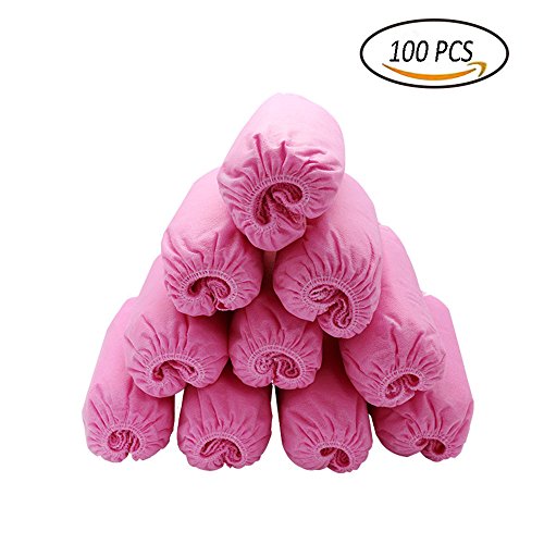 LZYMSZ Overshoes Desechables Desechables Antideslizante Duradera Cubierta de Zapatos de una Sola vez No Tejido de Zapatos de Tela Cubre 100 piezas (PINK)