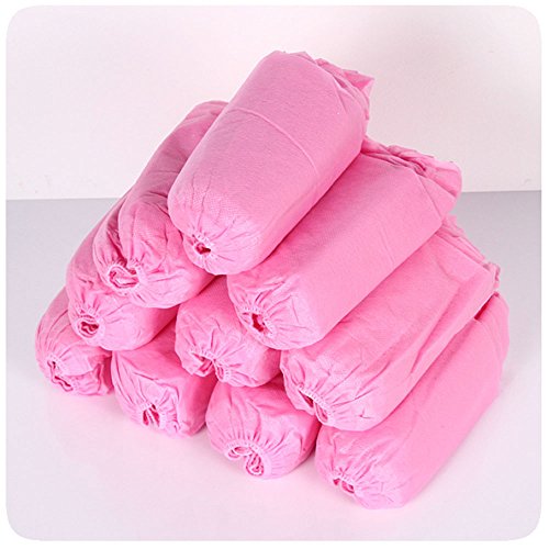 LZYMSZ Overshoes Desechables Desechables Antideslizante Duradera Cubierta de Zapatos de una Sola vez No Tejido de Zapatos de Tela Cubre 100 piezas (PINK)
