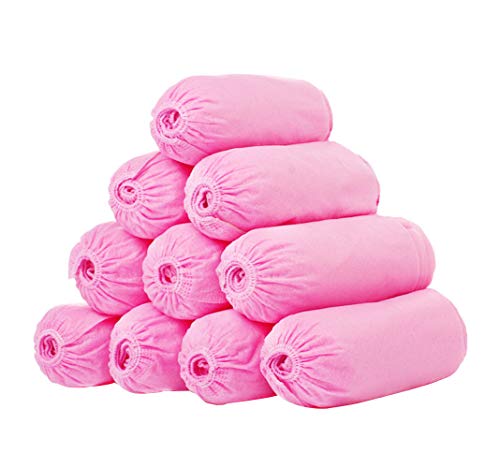 LZYMSZ Overshoes Desechables Desechables Antideslizante Duradera Cubierta de Zapatos de una Sola vez No Tejido de Zapatos de Tela Cubre 100 piezas (PINK)