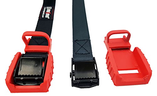 MAGMA Pack 2 Cinchas de Amarre de 3m | Correas para Baca Coche y Portabicicletas. Surf, Bici, Kayak, Moto | Hebilla -Trinquete con Protección de Goma para no rayar | Carga Segura - SWL: 250kgf Negro