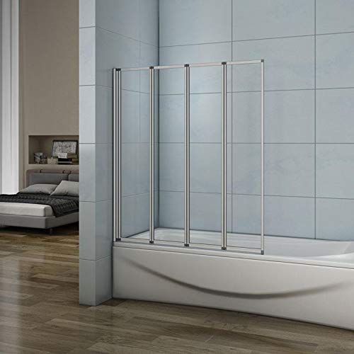 Mamparas de Bañera Biombo Plegable Cristal 4mm Gris Mate - 4 cristale plegable 90x140cm