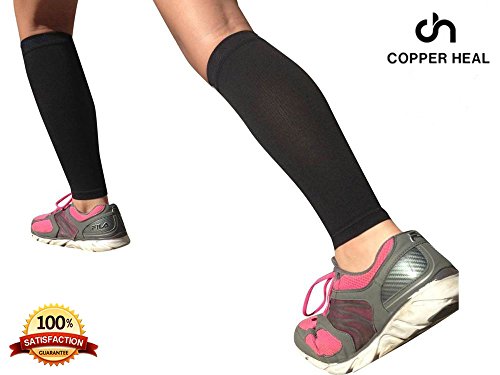 Mangas Compresión con COBRE para PANTORRILLAS COPEER HEAL (1 par) Ideal Ejercicio recuperación deportiva Dolores Musculares S