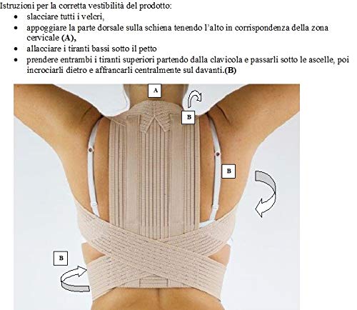 MANIFATTURA BERNINA Sana 55122 (Talla 3) - Corrector elástico ortopédico de Postura Espalda y Hombro Ajustable con Varillas