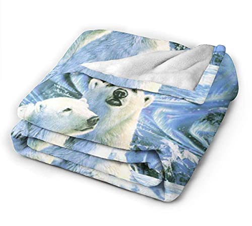 Manta de Microfibra Manta de Tiro Osos Polares Estampado de Auroras boreales Ultra Suave Fuzzy Ligero Acogedor y cálido Manta de Felpa esponjosa Microfibra para Cama Sofá Silla Otoño Inviern