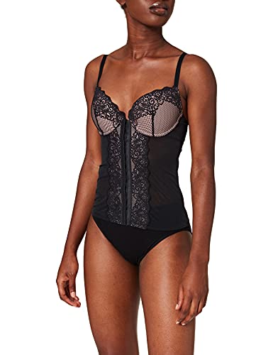 Marca Amazon - Iris & Lilly Corset de Encaje Mujer, Negro (Scooter), 90B, Label: 34B