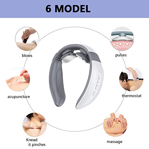 Masajeador Cervical, Masajeador Cervical y Espalda Eléctrico con Función de Calentamiento, 6 Modos Multifuncionales Fisioterapia Electromagnética Profunda (2D)
