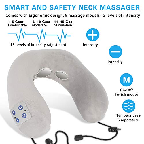 Masajeador de Cuello, BOMBOMDA Masajeador Cervical Electromagnético Inteligente Masajeador de Espalda y Cervicales, Masajeador Inalambrico con de Calefacción para Aliviar el Dolor de Espalda y Cuello