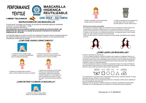 Mascarilla Higiénica de Tela Homologada Reutilizable Bandera de España - Azul