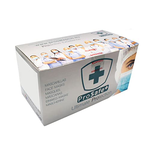 Mascarillas Quirúrgicas resistentes a Salpicaduras - Filtración Bidireccional y Máximo filtrado (99,9%) - Fabricado en España - (Caja de 40 Uds.) - Color Blanco - 3 Capas
